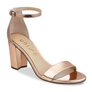 NEW Unisa Keyana Metallic Pale Rose Gold Chunky Block Strap Dressy Heel - Size 9